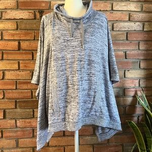 Athleta Blissful Poncho Grey Pullover with Hood and Kangaroo Pocket